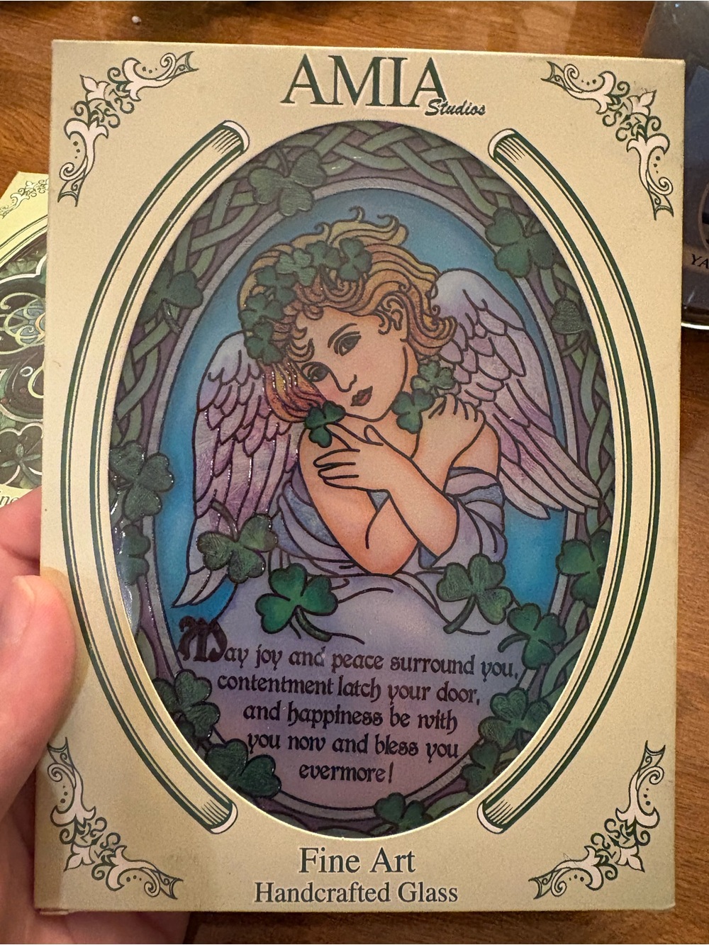 AMLA Studios Green and Purple Angel Handcrafted Glass Art